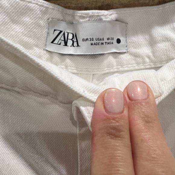 Zara The 70s Bermuda Wide Leg High Rise Jean shorts Size 6 - Picture 6 of 7